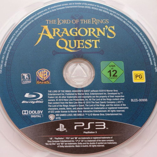 The Lord of the Rings Aragorn's Quest PS3 game like new