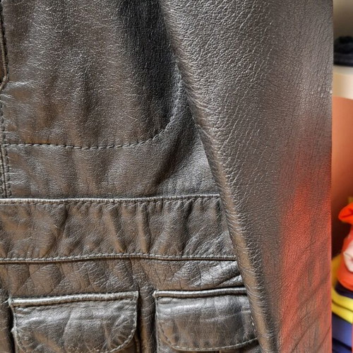 Vintage leather jacket from the 70s, refurbished, black, size L