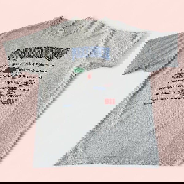 Vintage Αστυνομικός Ορισμός T-Shirt Μέγεθος XL Γκρι Μοναδική Ραφή