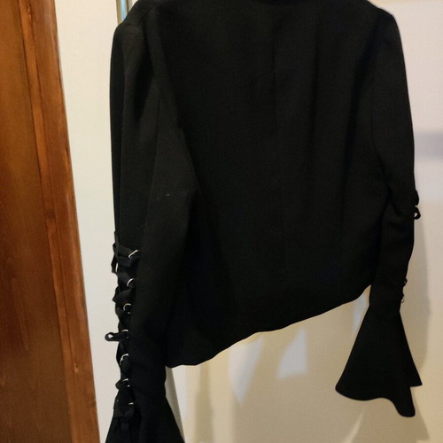 Cropped blazer with laced up bell sleeves new, Bershka black, size S