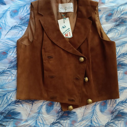 Leather women's vest new, brown