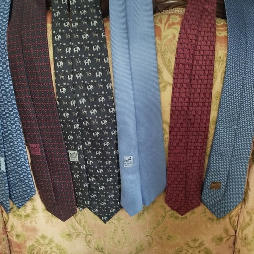 Hermes silk ties pack of 6 like new, authentic French luxury
