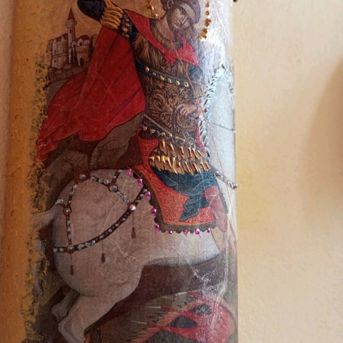 Saint George Handmade Decoupage Picture on Tile, New