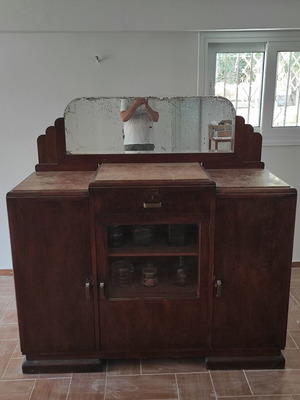 70s buffet like new with marble and mirror