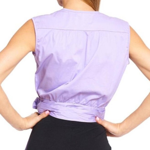 Lilac Wrap Top Shirt size S like new, pink and purple