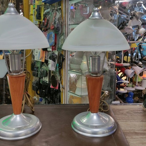 Table lamp set like new, wooden, 2 pieces