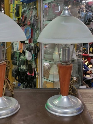 Table lamp set like new, wooden, 2 pieces