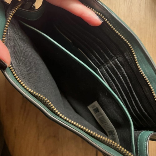 Karl Lagerfeld green quilted leather clutch bag used