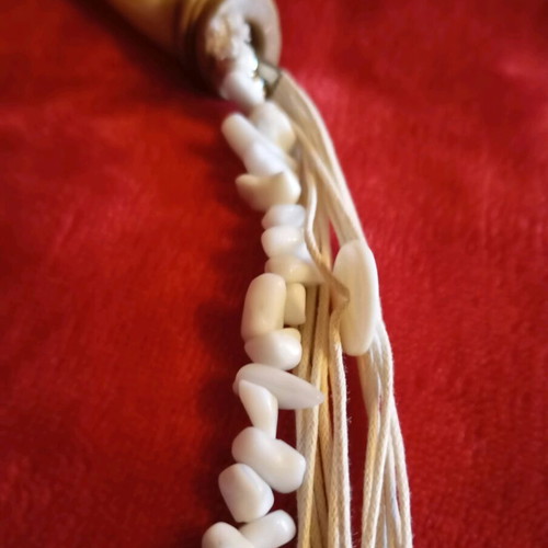 Summer necklace with white coral, cords and shell details