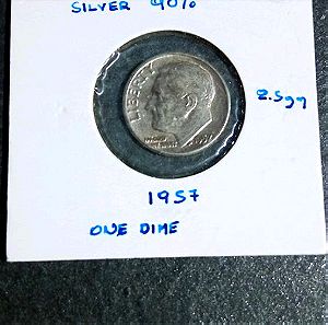 Ασημένιο ΗΠΑ 1 dime 1957