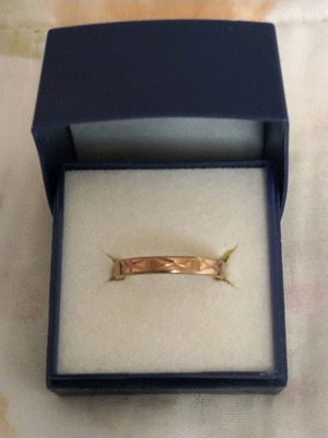 Steel ring with engraving like new, gold plated
