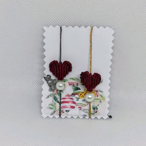 Macrame heart bracelet Christmas new with pearl and key