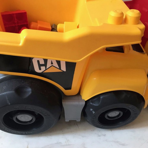 Mega Bloks CAT Large Dump Truck with Trailer and Building Blocks