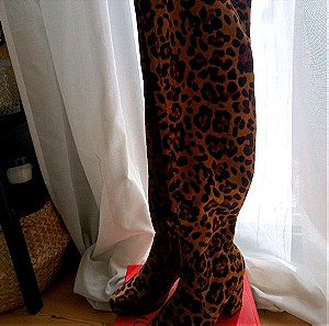 Over the knee leopard print boots
