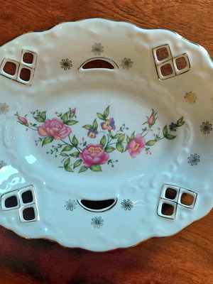 Oval porcelain platter like new vintage with floral pattern