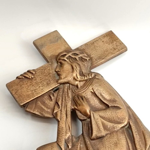 Antique large bronze religious sculpture like new