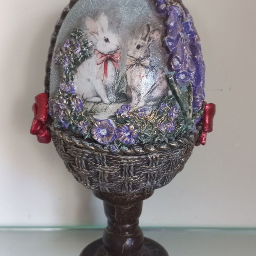 Easter ceramic egg handmade, new, 16 cm width, 25 cm height