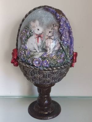 Easter ceramic egg handmade, new, 16 cm width, 25 cm height