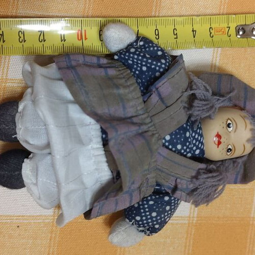 Collectible handmade fabric doll 14 cm, like new