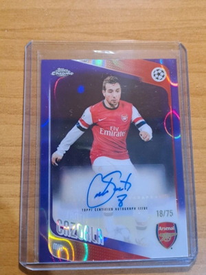 Topps Chrome Santi Cazorla Arsenal Auto Autograph Purple Refractor Numbered 18/75 Legend like new