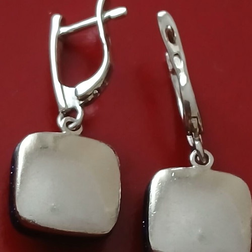 Jewelry set 18 mm ring and earrings, 925 silver and stone, new