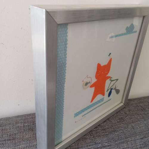 Ekoumpo Metal Children's Art Print with Glass Like New 25x25 cm