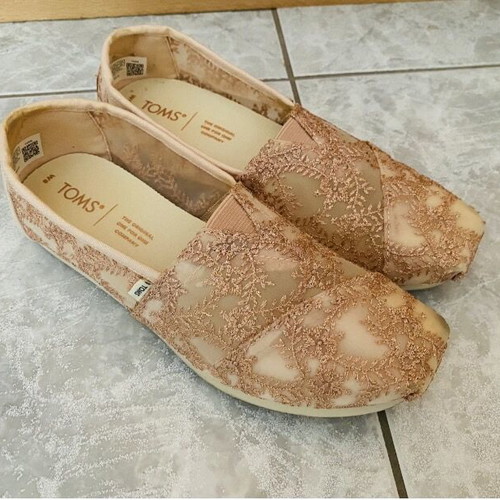 Toms espadrilles like new, pink gold lace, size 36.5