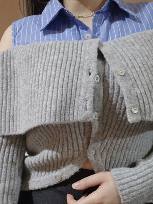 Zara γκρι πουλόβερ με ενσωματωμένο πουκάμισο μέγεθος S σαν καινούργιο