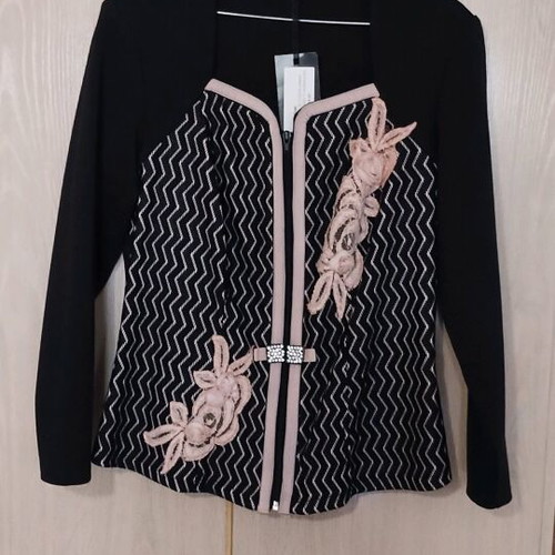 Cardigan new, size XL, black with design