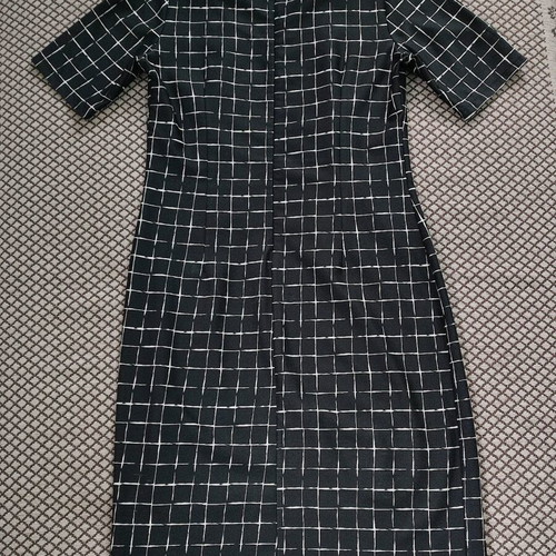 Black checkered midi dress used, size XL
