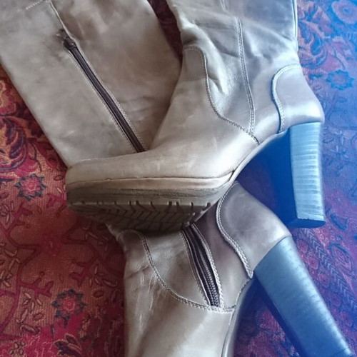 Women's tall boots soft genuine leather brown size 38 like new