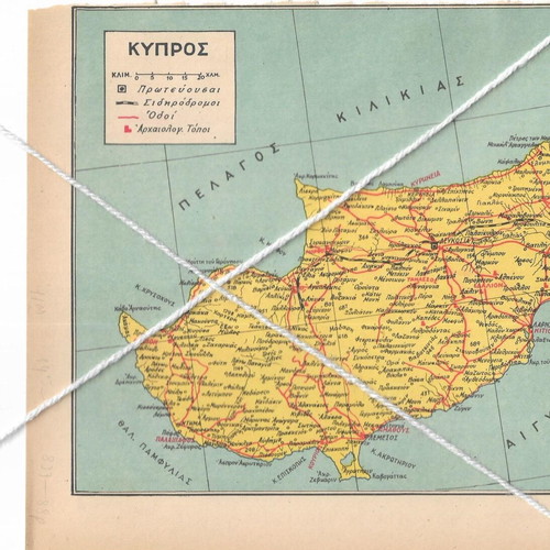 Lithographed Map of Cyprus early 1950s like new