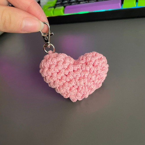 Handmade heart keychain pink new