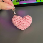 Handmade heart keychain pink new