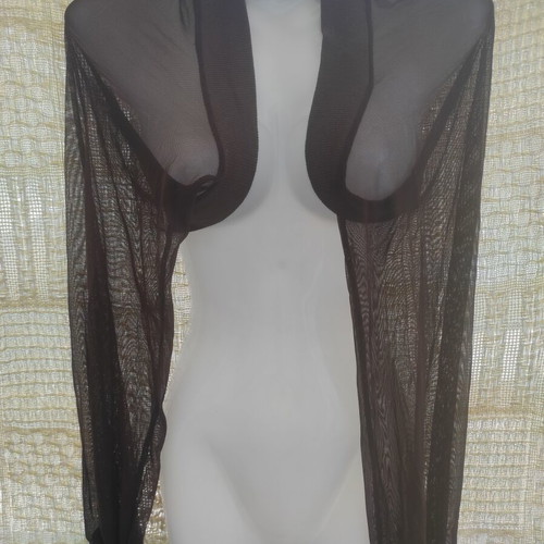 Brown transparent mesh bolero, open style