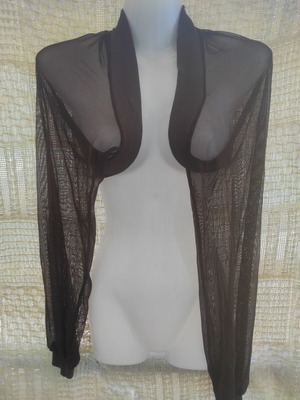 Brown transparent mesh bolero, open style