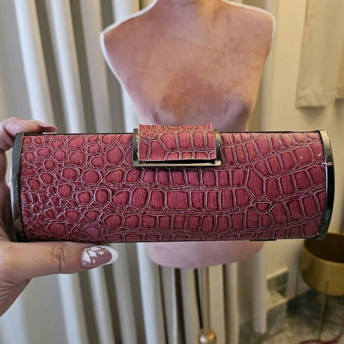 Evening bag like new, purple croco, 21×8 cm