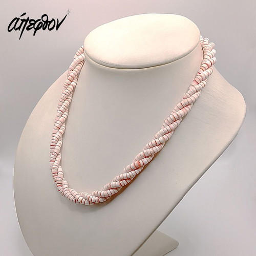 Coral three-strand necklace 46cm new, Apefthon, pink-orange
