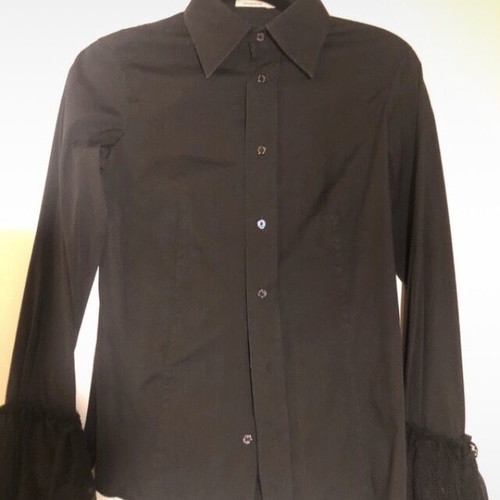 Pinko women's black shirt size 10 M with lace and ribbons like new