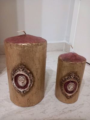 Candles like new, set of 2 with sizes 17x33 and 12x23 cm