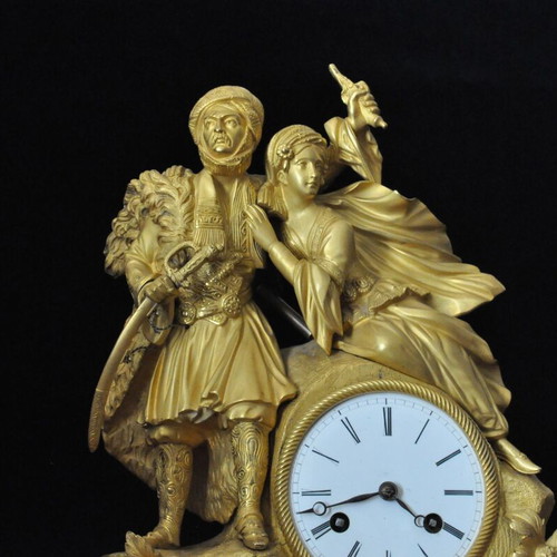 Philhellenic clock with Bride of Abydos, France, second quarter 19th century, like new