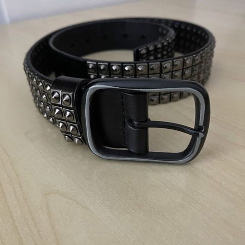 Leather black belt new with metal decoration