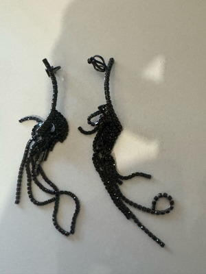 Earrings with black beads new, handmade asymmetric design