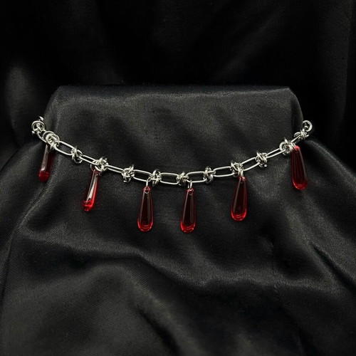 Choker stainless steel with glass beads new