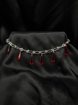 Choker stainless steel with glass beads new