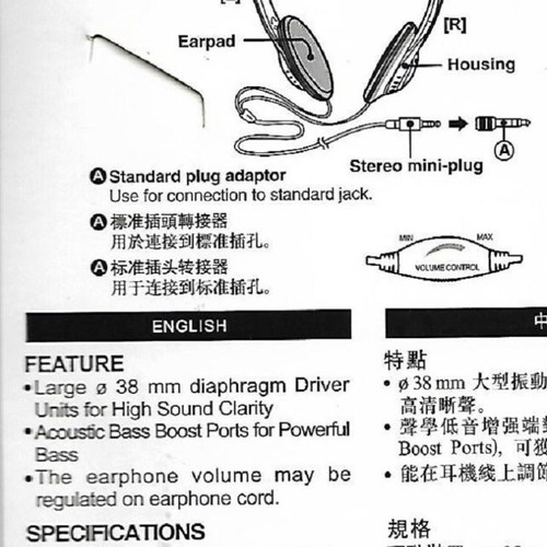 Headphones with microphone and volume control CH-1634