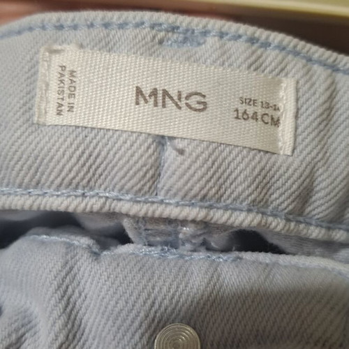Mango girls' denim jeans like new, braided waist, adjustable size 164 cm