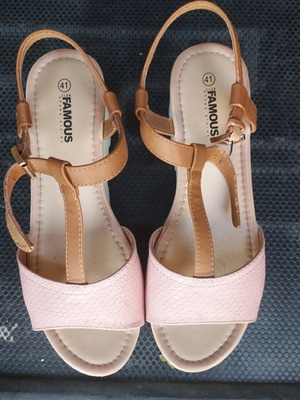 Famous Shoes pink platform sandals, size 41