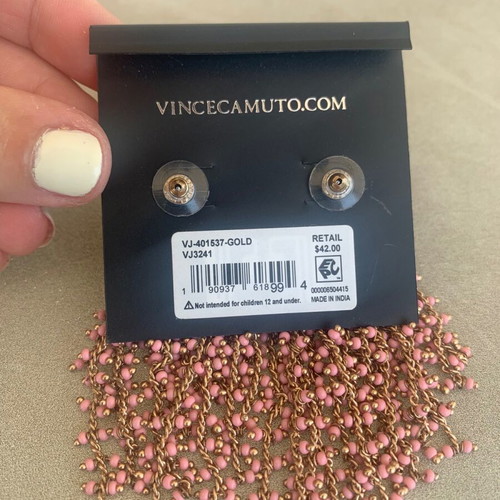 Vince Camuto pink and gold dangle earrings like new