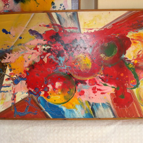 Abstract oil painting like new, 62 cm x 1.22 m